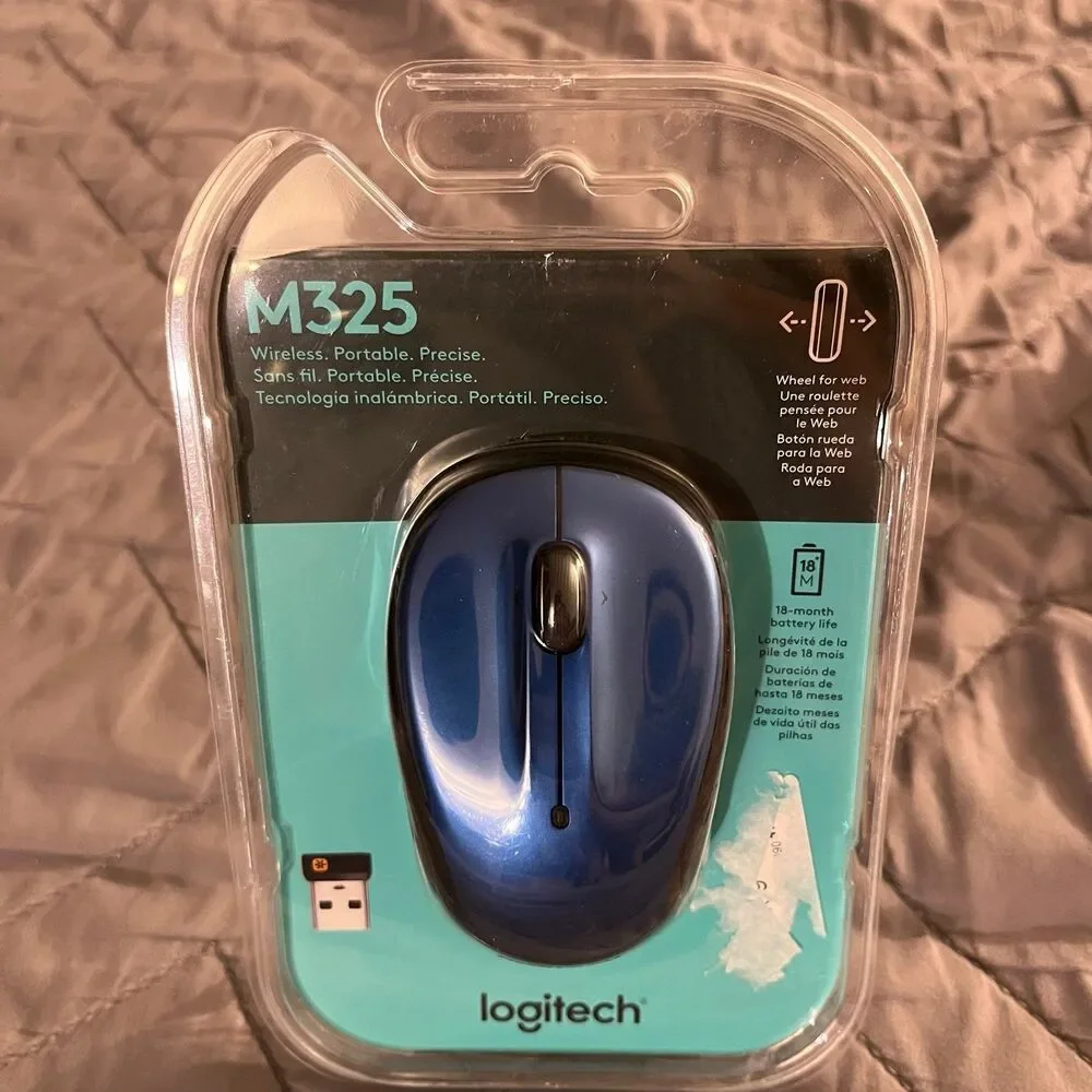 Logitech M325 Wireless Mouse Dark Blue Optical Ambidextrous NEW Sealed
